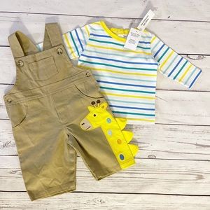 ~GOOD LAD~ Baby Boy Giraffe Overall 6M Set 2pc